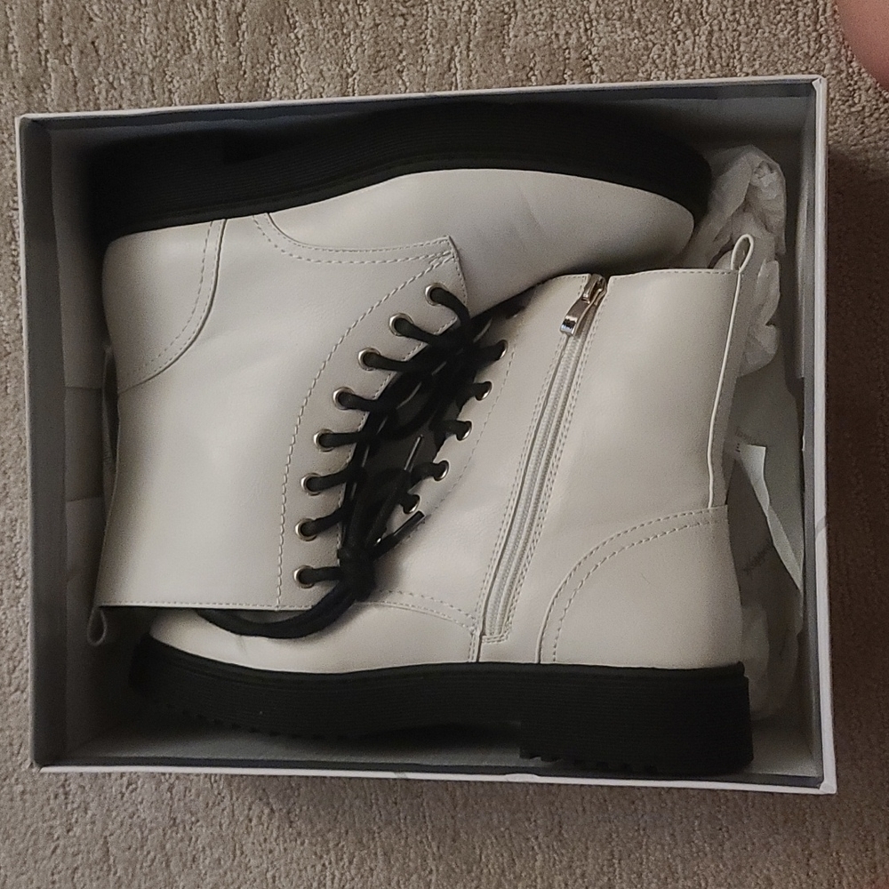 White Combat Boots